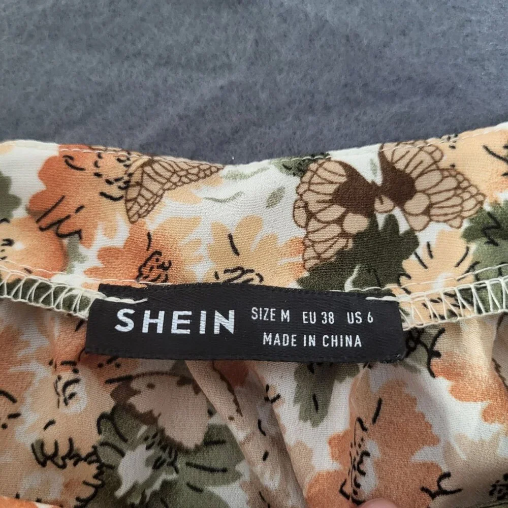 SHEIN Womens Medium Floral Butterfly Print Camisole Tank Top Blouse - Picture 5 of 9